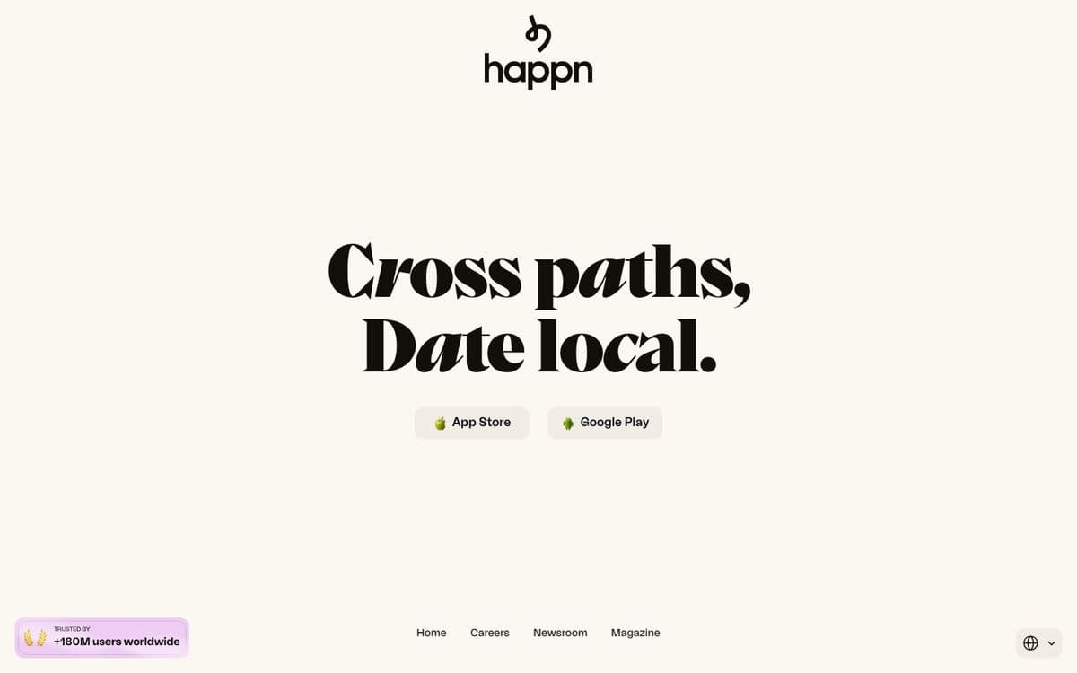 Главная страница сайта знакомств Happn